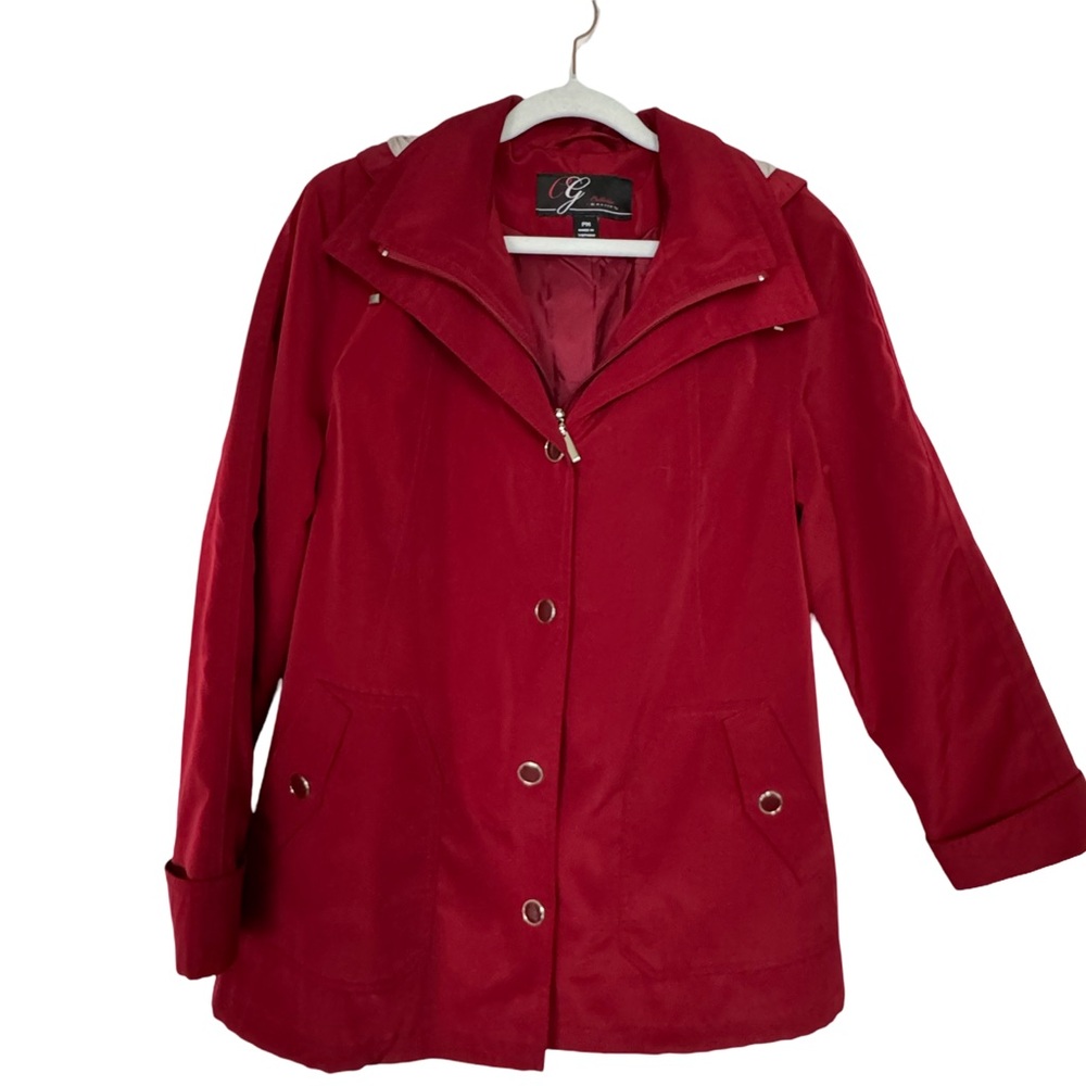 Gallery Lightweight Removable Hood Jacket Red Women’s Size Petite Medium